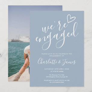 Invitation Nous sommes fiancés Fête de fiançailles Photo Bleu