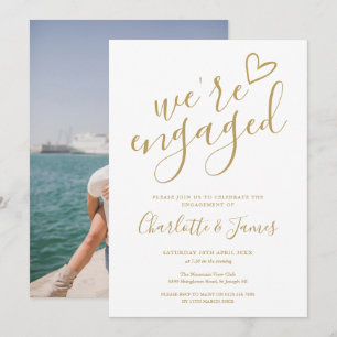 Invitation Nous sommes fiancés Fête de fiançailles Photo Chic