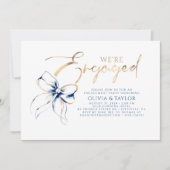 Invitation Nous sommes fiancés Navy Blue Noeud Papillon Fête  (Devant)