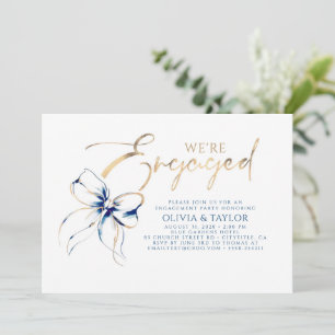 Invitation Nous sommes fiancés Navy Blue Noeud Papillon Fête
