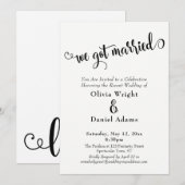 Invitation Nous sommes mariés Bold Noir Blanc Réception seule (Devant / Derrière)