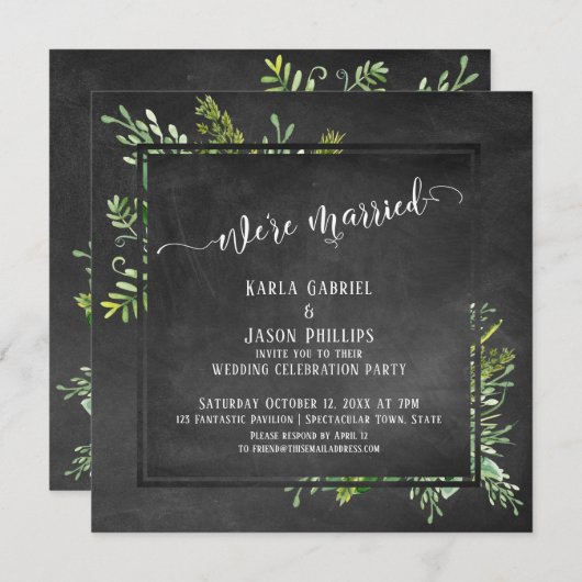 Invitation Nous sommes mariés Bouquet de verdure avec texte s (Devant / Derrière)