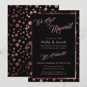 Invitation Nous sommes mariés ! Bulles de confettis rose gold
