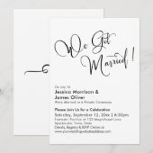 Invitation Nous sommes mariés Calligraphie élégante en noir b (Devant / Derrière)
