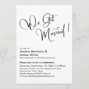 Invitation Nous sommes mariés Calligraphie élégante en noir b