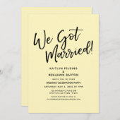 Invitation Nous sommes mariés Casual Simple Jaune Pâle Récept (Devant / Derrière)