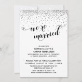Invitation Nous sommes mariés Cœurs Script Argent Confettis F (Devant)
