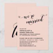 Invitation Nous sommes mariés Cœurs Script Rose Blush Récepti (Devant / Derrière)