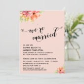 Invitation Nous sommes mariés Cœurs Script Rouge Boho Florale (Debout devant)