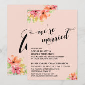 Invitation Nous sommes mariés Cœurs Script Rouge Boho Florale (Devant / Derrière)
