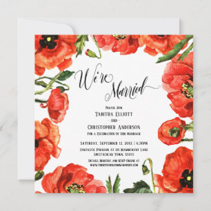 Invitation Nous sommes mariés Couronne de Coquelicots Rouges
