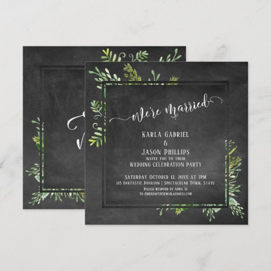Invitation Nous sommes mariés Écriture Bouquet de verdure Tab (Devant / Derrière)