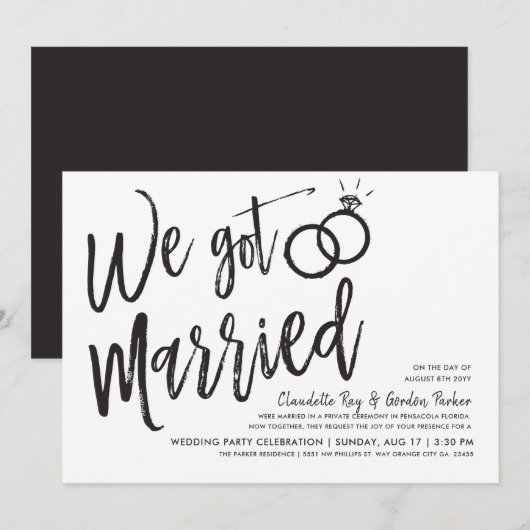 Invitation Nous sommes mariés | Fête de mariage après la céré (Devant / Derrière)