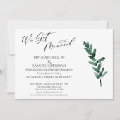 Invitation Nous sommes mariés Feuilles Peintes En Vert Recept (Devant)