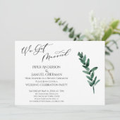 Invitation Nous sommes mariés Feuilles Peintes En Vert Recept (Debout devant)