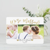 Invitation Nous sommes mariés Gold Modern Photo Mariage Fianç (Debout devant)