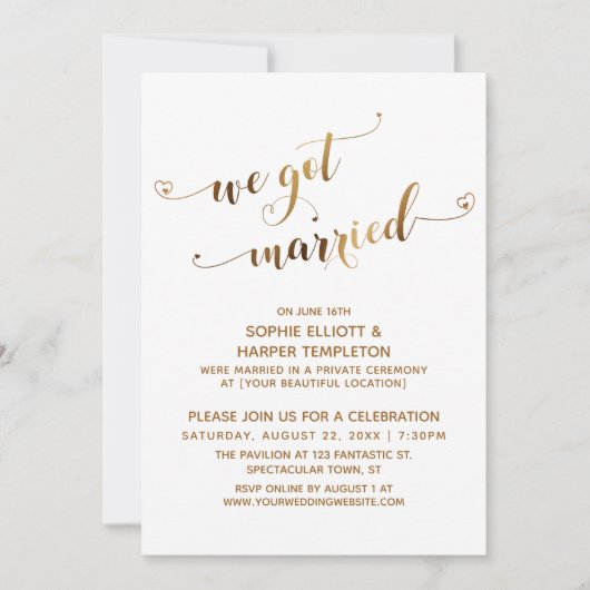 Invitation Nous sommes mariés : la célébration d'après mariag (Devant)