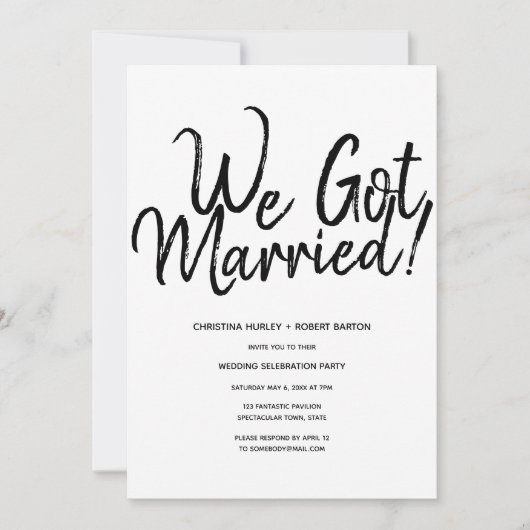 Invitation "Nous sommes mariés!" Réception de mariage avec sc (Devant)