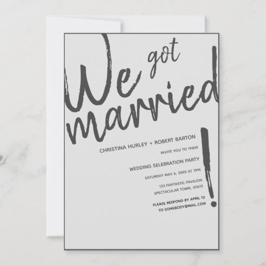 Invitation "Nous sommes mariés!" Réception de mariage avec sc (Devant)
