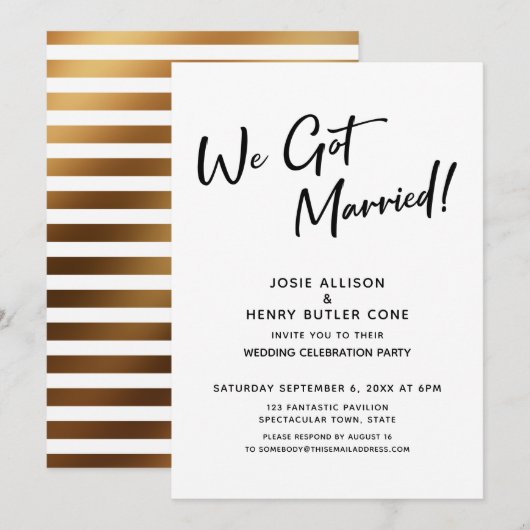 Invitation Nous sommes mariés Réception de mariage calligraph (Devant / Derrière)