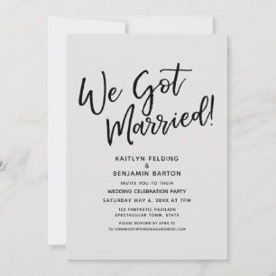 Invitation Nous sommes mariés ! Réception de mariage grise dé