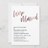 Invitation Nous sommes mariés Réception de mariage Rose Gold (Devant)