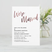 Invitation Nous sommes mariés Réception de mariage Rose Gold (Debout devant)