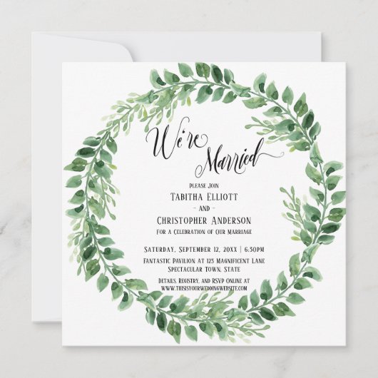 Invitation Nous sommes mariés Réception seulement Couronne ve (Devant)