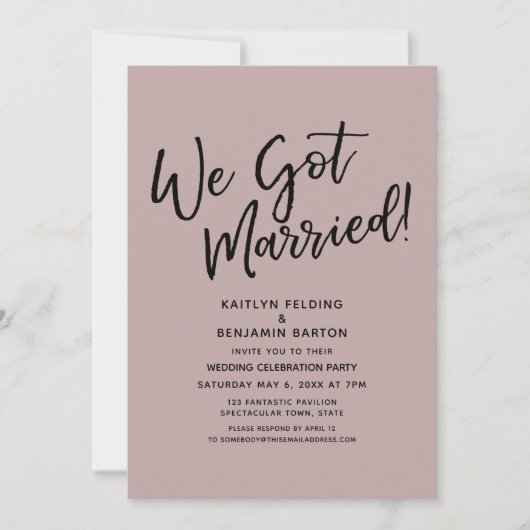 Invitation Nous sommes mariés ! Réception simple et décontrac (Devant)