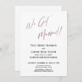 Invitation Nous sommes mariés ! Rose Simple Or Élégant Simple (Devant / Derrière)