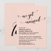Invitation Nous sommes mariés Script Blush Réception Coeurs (Devant / Derrière)