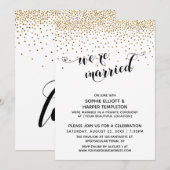 Invitation Nous sommes mariés Script, Confettis dorés, Récept (Devant / Derrière)