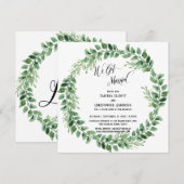 Invitation Nous sommes mariés Script Élaboré Couronne Verte (Devant / Derrière)