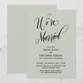 Invitation Nous sommes mariés Script Élaboré, Vert Sauge Clai (Devant / Derrière)