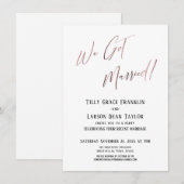 Invitation Nous sommes mariés ! Simple Rose Doré Élégant Simp (Devant / Derrière)