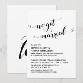 Invitation Nous sommes mariés Typographie de cœurs Réception  (Devant / Derrière)