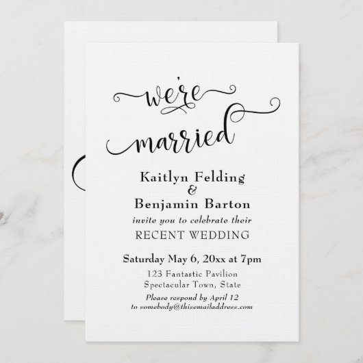 Invitation Nous sommes mariés Typographie Mariage Réception d (Devant / Derrière)