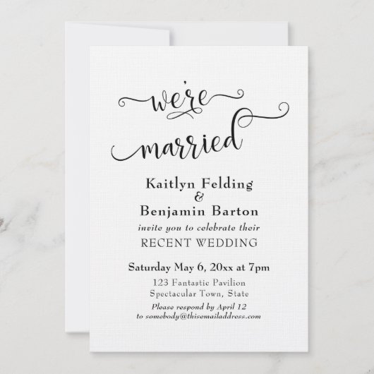 Invitation Nous sommes mariés Typographie Mariage Réception d (Devant)