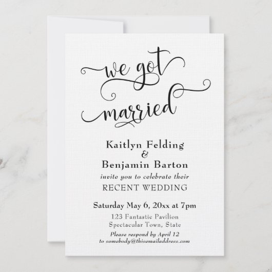 Invitation Nous sommes mariés Typographie Réception de mariag (Devant)