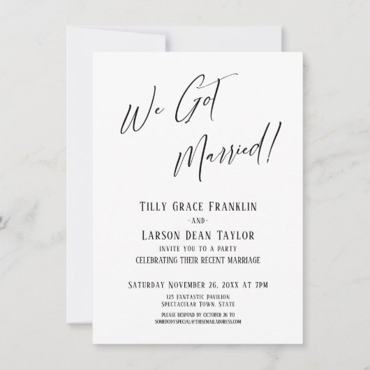 Invitation Nous sommes mariés !  Typographie simple et élégan (Devant)