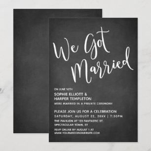 Invitation Nous sommes mariés Typographie sur un tableau noir