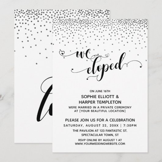 Invitation Nous sommes partis en cachette pour un mariage Scr (Devant / Derrière)