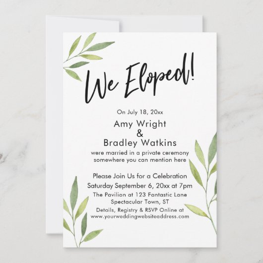 Invitation Nous sommes partis en typographie et feuillage à l (Devant)