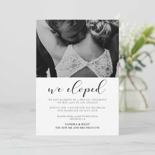 Invitation Nous sommes partis en voyage de noces Design éléga (Debout devant)