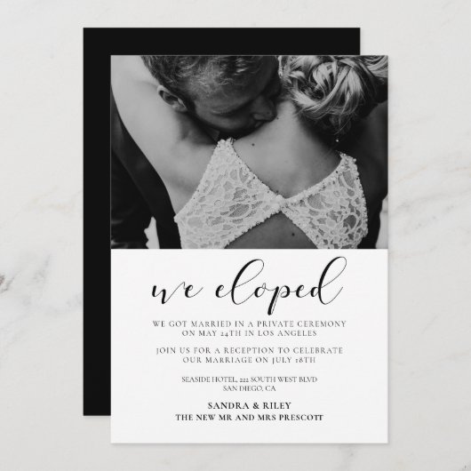 Invitation Nous sommes partis en voyage de noces Design éléga (Devant / Derrière)