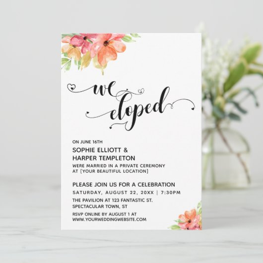 Invitation Nous sommes partis ensemble Script Fleurs aquarell (Debout devant)