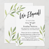 Invitation Nous sommes partis Typography & Feuillage aquarell (Devant / Derrière)