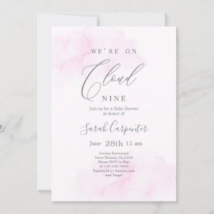 Invitation Nous sommes sur Cloud 9 Baby shower Girl