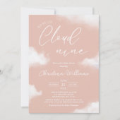 Invitation Nous sommes sur Cloud 9 Baby shower rose Invitatio (Devant)