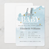 Invitation Nous sommes sur Cloud 9 Bonjour Baby shower (Devant / Derrière)